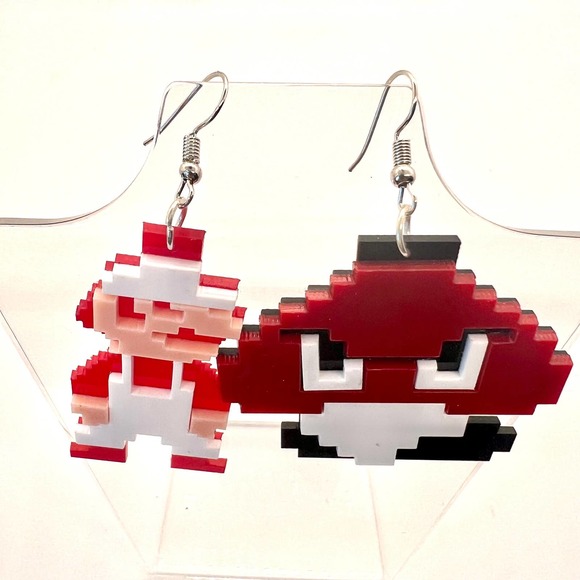 Super Mario Earrings - Mushroom Earrings - Y2K Earrings - Gamer Accessories - Picture 2 of 10